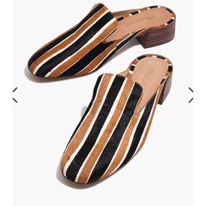 Madewell Striped Mules in Black, Brown, and White